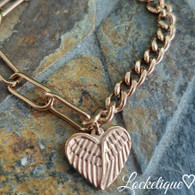 LUXE SS DANGLE BRACELET - WINGS HEART (RG)