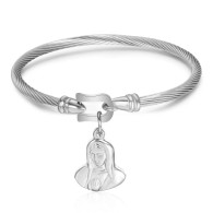 LUXE SS  VIRGIN MARY WIRE BANGLE (SILVER)