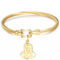 LUXE SS  VIRGIN MARY WIRE BANGLE (GOLD)