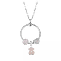CHARMBEADS (SS) MEMORIES PENDANT-  INSPIRED IN LOVE BEAR (PINK)