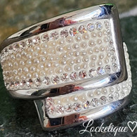 LUXE SS  RING - AKOYA PEARLS & CRYSTALS (S6)
