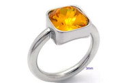 LUXE SS  SQUARE STONE RING - CITRINE (S7)