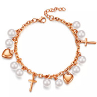 LUXE SS DANGLE BRACELET/ANKLET - CHRISTIAN LOVE (RG)