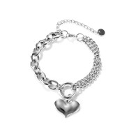 LUXE SS DANGLE BRACELET - BIG HEART (SILVER)