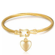 LUXE SS WIRE BANGLE - A GOOD HEART (GOLD)