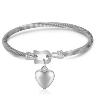 LUXE SS WIRE BANGLE - A GOOD HEART (SILVER)