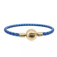 CB SBRACELET  LEATHER (DEEP BLUE) GOLD