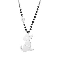 LUXE  SS NECKLACE ONYX BEADS -LOYAL PUPPY