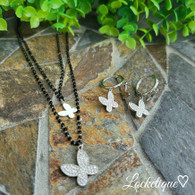 SET LUXE SS - BUTTERFLIES ONYX (SILVER)