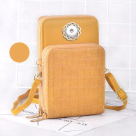 TRAVEL BAG LEATHER CHECKERS - YELLOW