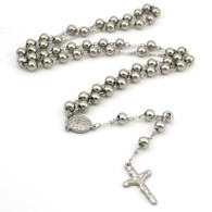 LUXE SS NECKLACE - RELIGIOUS ROSARY  CROSS (SILVER)
