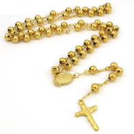 LUXE SS NECKLACE - RELIGIOUS ROSARY  CROSS (GOLD)