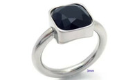 LUXE SS  SQUARE STONE RING - ONYX (S7)