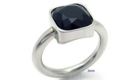 LUXE SS  SQUARE STONE RING - ONYX (S8)