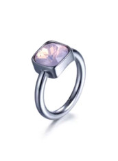 LUXE SS  SQUARE STONE RING - CELESTIAL PINK (S7)