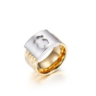 LUXE  INSPIRED MOP BEAR RING (316L) GOLD & SILVER (S7)