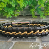 LUXE SS - MEN LEATHER BRACELET (MIX GOLD)