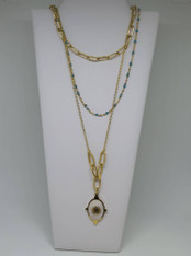 LUXE THREELAYERS SS NECKLACE - SUN COMPASS (GOLD)