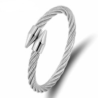 LUXE SS WIRE BANGLE - SILVER
