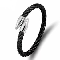 LUXE SS WIRE BANGLE - BLACK