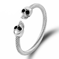 LUXE SS WIRE BANGLE - SKULLS