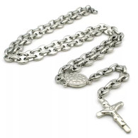 LUXE SS NECKLACE - RELIGIOUS ROSARY  CROSS (GUC SILVER)