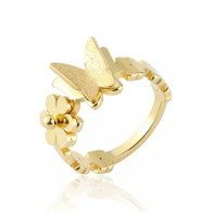 LUXE SS  BUTTERFLY & DAISY RING - GOLD (S9)