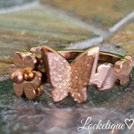 LUXE SS  BUTTERFLY & DAISY RING - RG (S8)