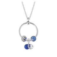 CHARMBEADS (SS) MEMORIES PENDANT-  MOON & STARS (NAVY)