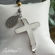 LUXE SS BRACELET - OUR FATHER PRAYER CROSS (BIG)