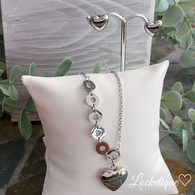 LUXE SS NECKLACE - ROMANCE HEARTS (SILVER)