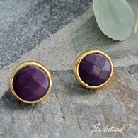 TURKISH  EARRINGS - AGATE VIOLET (GOLD)