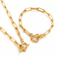 LUXE SS NECKLACE SET-  ARROW HEART (GOLD)