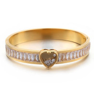LUXE SS OVAL BANGLE - ZIRCON LOVE (GOLD)