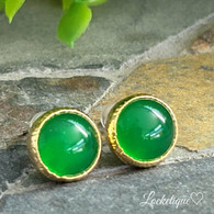 TURKISH  EARRINGS - AGATE SHAMROCK (GOLD)