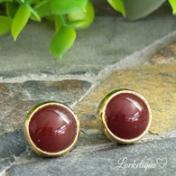 TURKISH  EARRINGS - AGATE PECAN (GOLD)