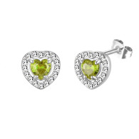 LUXE SS EARRINGS  VIBRANT LOVE - PERIDOT (SILVER)