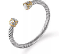 LUXE SS WIRE BANGLE - LADY (OPAL)