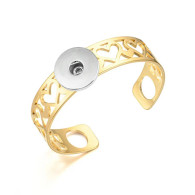 LUXE SS CUFF BANGLE - ALL HEARTS (GOLD)