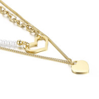 LUXE TWOLAYERS SS NECKLACE - PROMISE LOVE (GOLD)