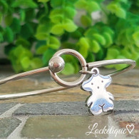 LUXE SS ADJUSTABLE BANGLE - INSPIRED BEAR (SILVER)