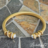 LUXE SS WIRE BANGLE - PERSIAN (PEARL) GOLD