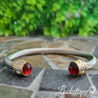 LUXE SS WIRE BANGLE - LADY (PRIMROSE RUBY)