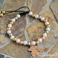 LUXE SS DOTTIE BRACELET -  INSPIRED BEAR STRING (TRICOLOR & PEARLS)