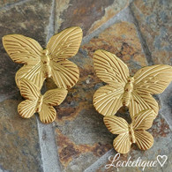 EARRINGS   LUXE SS - TWO BUTTERFLIES (GOLD)