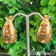EARRINGS LUXE SS  - TEAR DROP PAVE CRYSTALS  COLORS (GOLD)