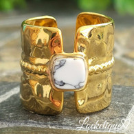 LUXE SS  RING - GOLDEN EMBRACE (MALACHITE)