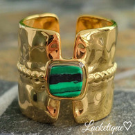 LUXE SS  RING - GOLDEN EMBRACE (GREEN)