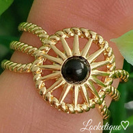LUXE SS  RING - SPIRAL SUN (ONYX)