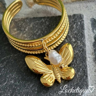 LUXE SS  DANGLE RING - BUTTERFLY WISPER (GOLD)